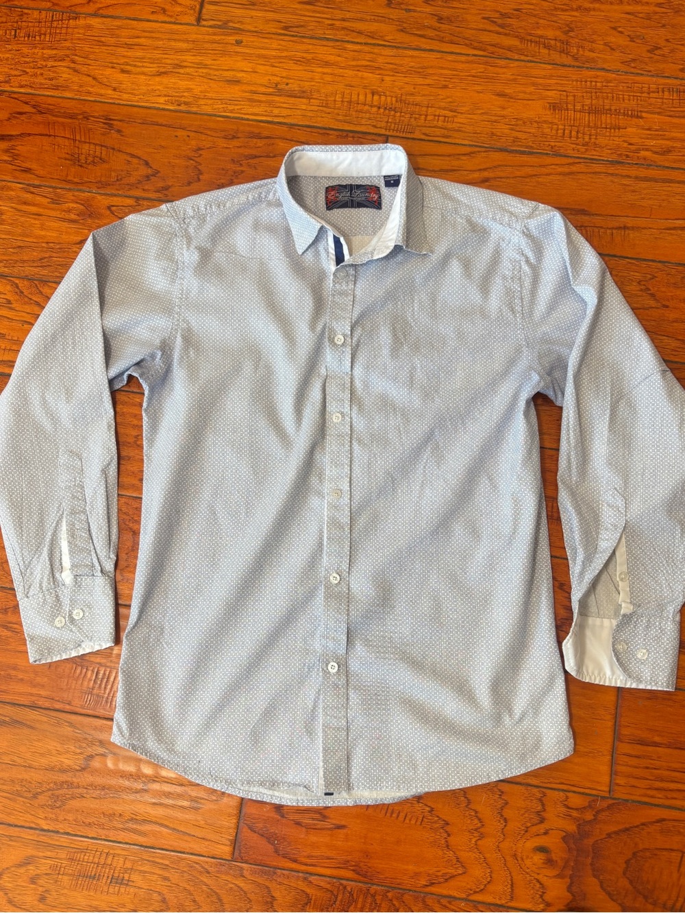 English Laundry Men's Light Blue Micro-Pattern Dress Shirt
